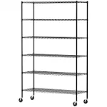 Furinno Wayar 6-Tier Metal Storage Shelf Rack, 48 x 18 x 78, Black