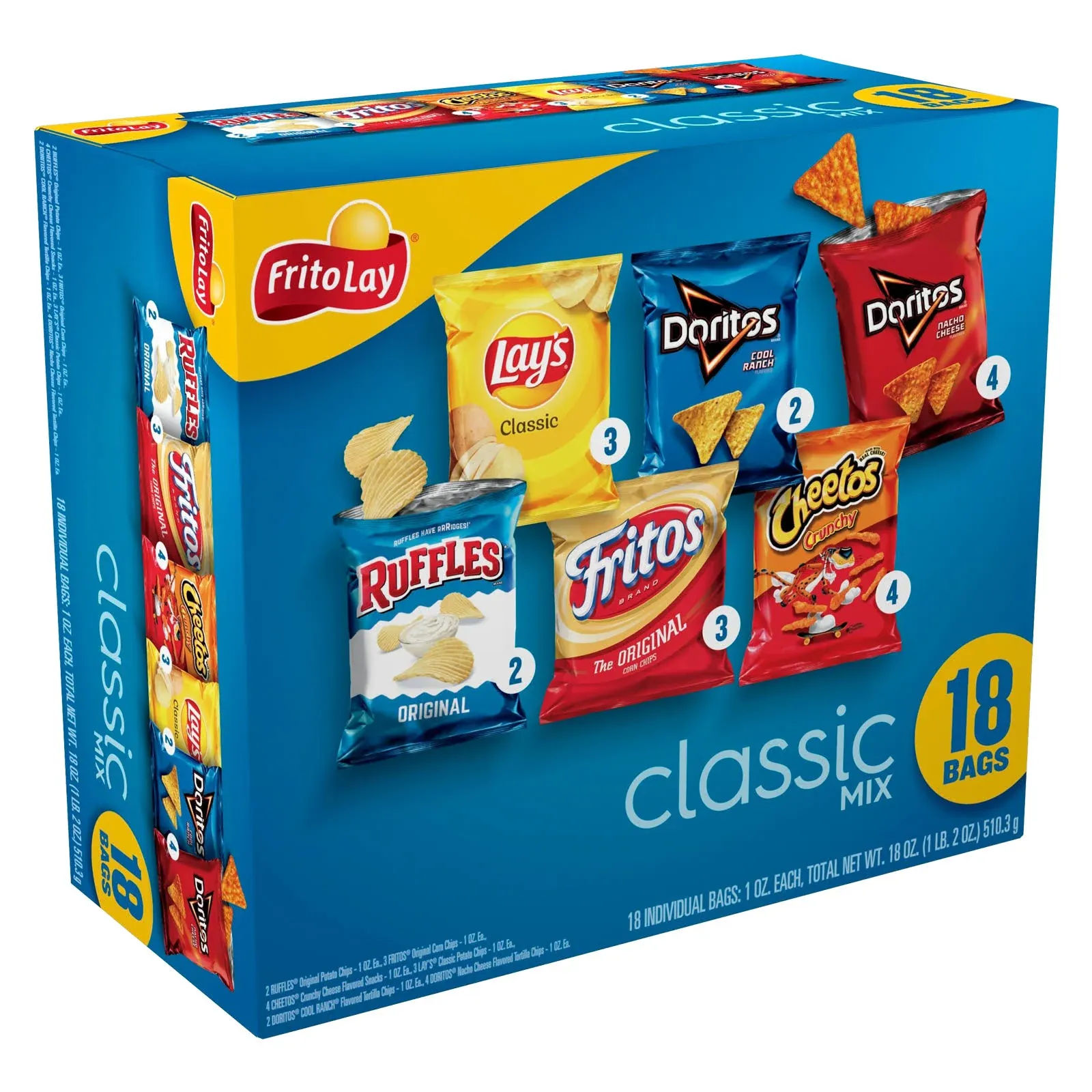 Frito Lay Snacks Classic Mix Variety, 18 Count