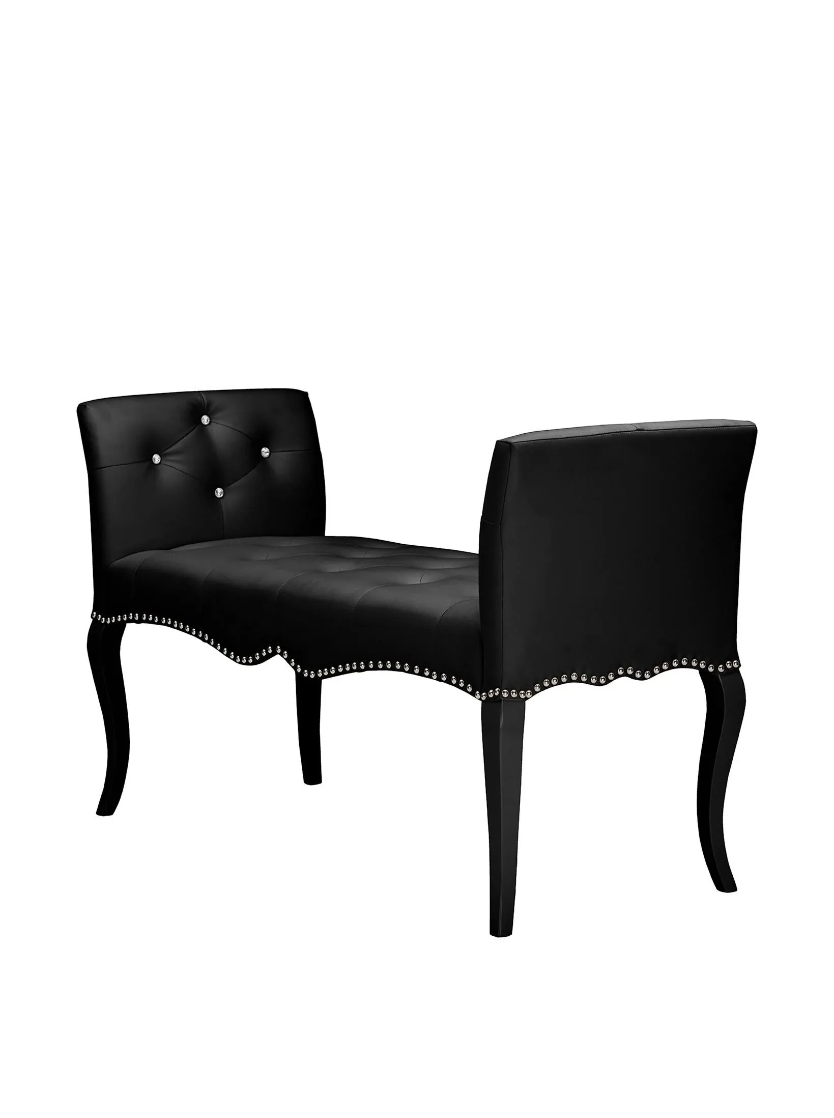 Kristy Bench in Crystal Tufted Black Leatherette by Baxton Studio