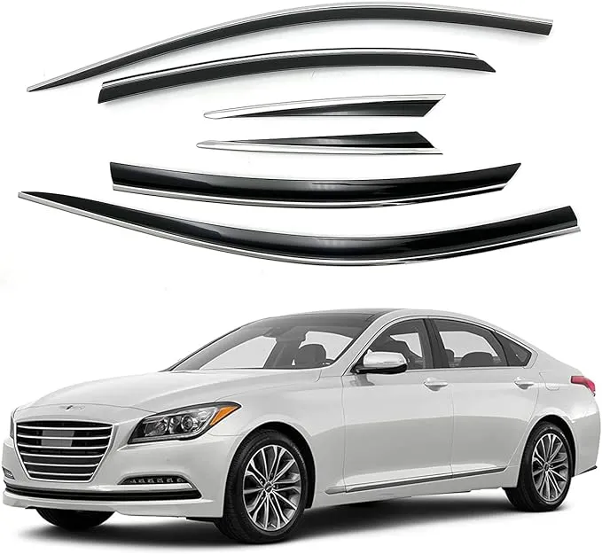 Chrome Edge Smoke Window Shade Rain Vent 6p for 2015 2019 Genesis G80 Sports