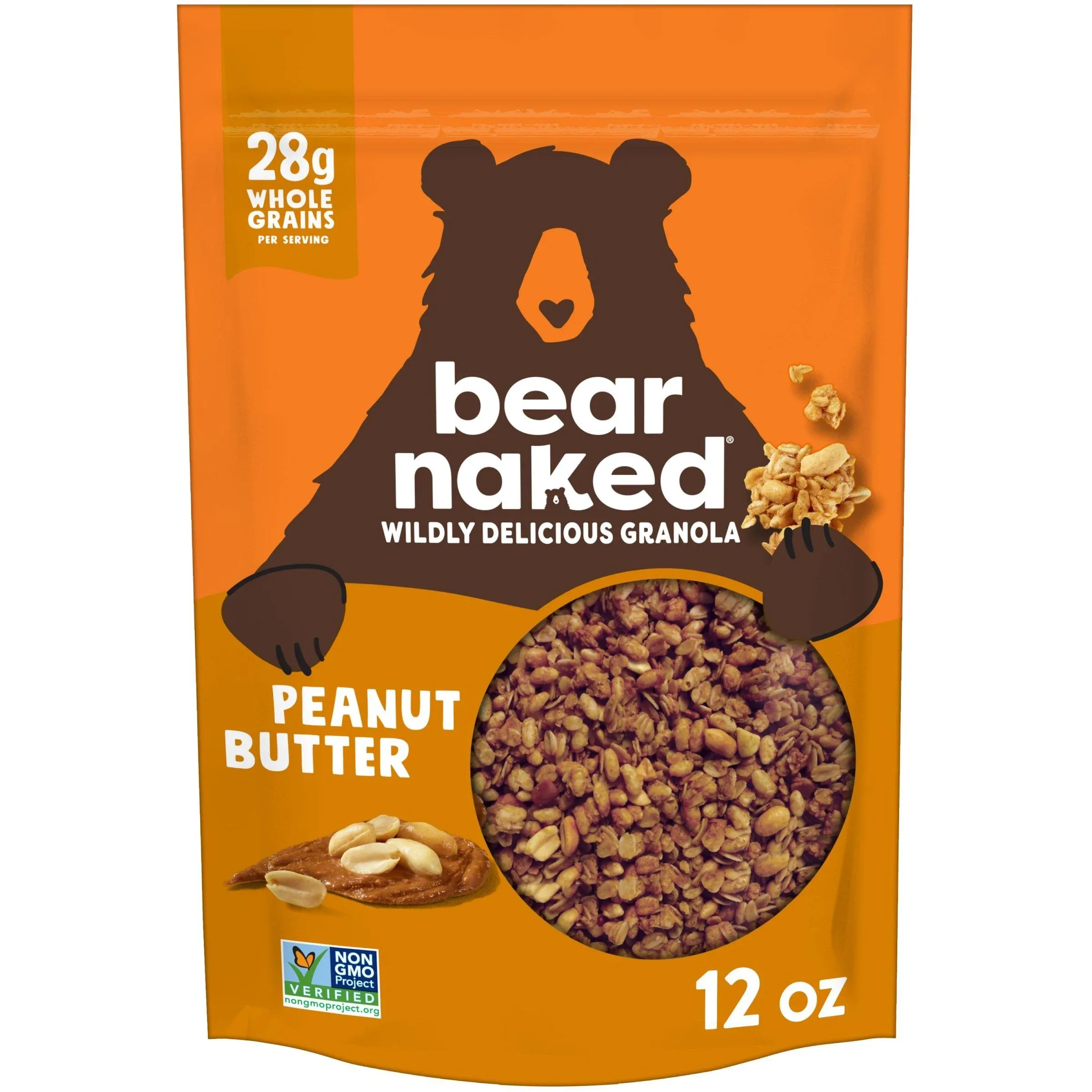 Bear Naked Granola Cereal, Whole Grain Granola, Breakfast Snacks, Peanut Butter, 12oz Bag (1 Bag)