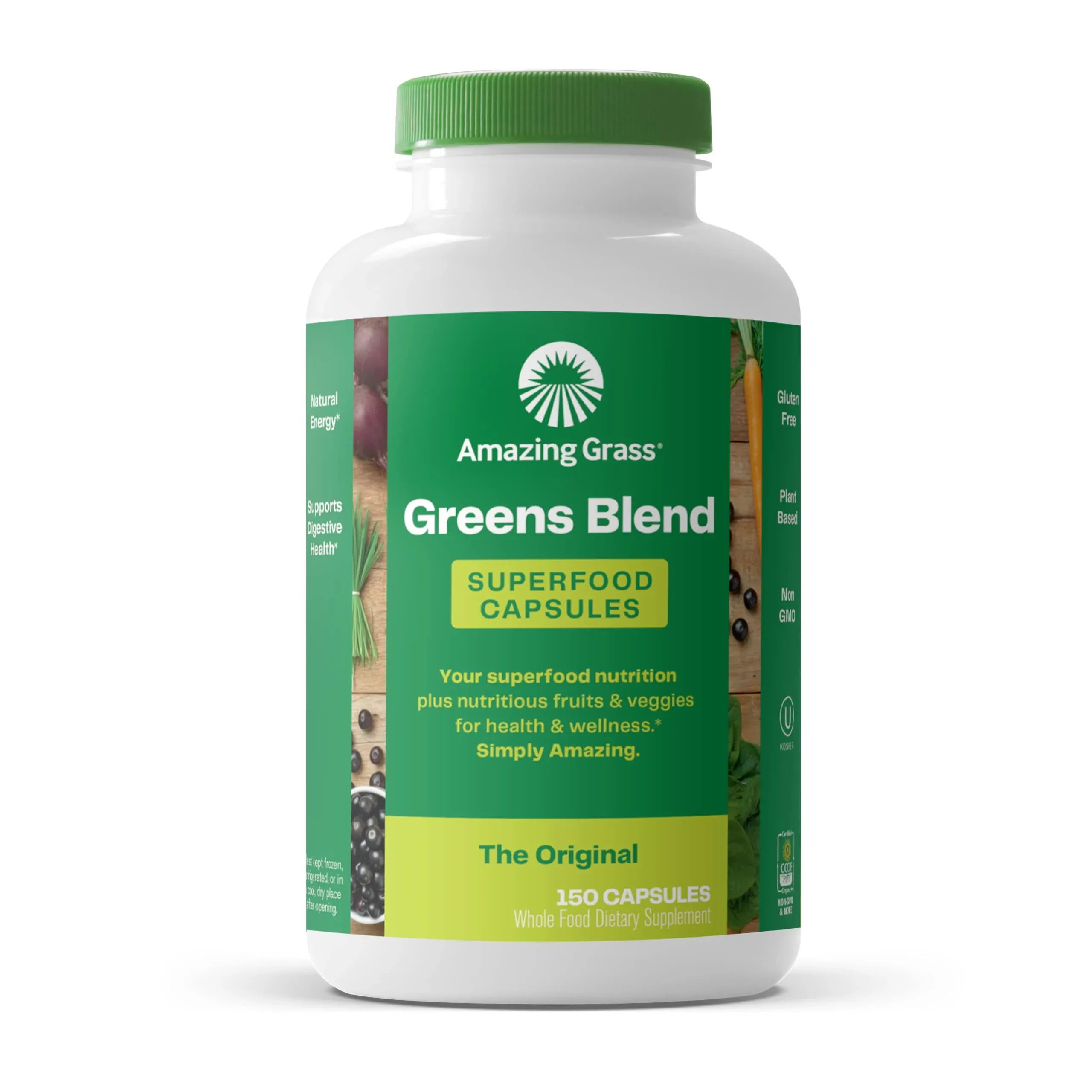 Amazing Grass Greens Blend Superfood Capsules: Super Greens with Organic Spiruli