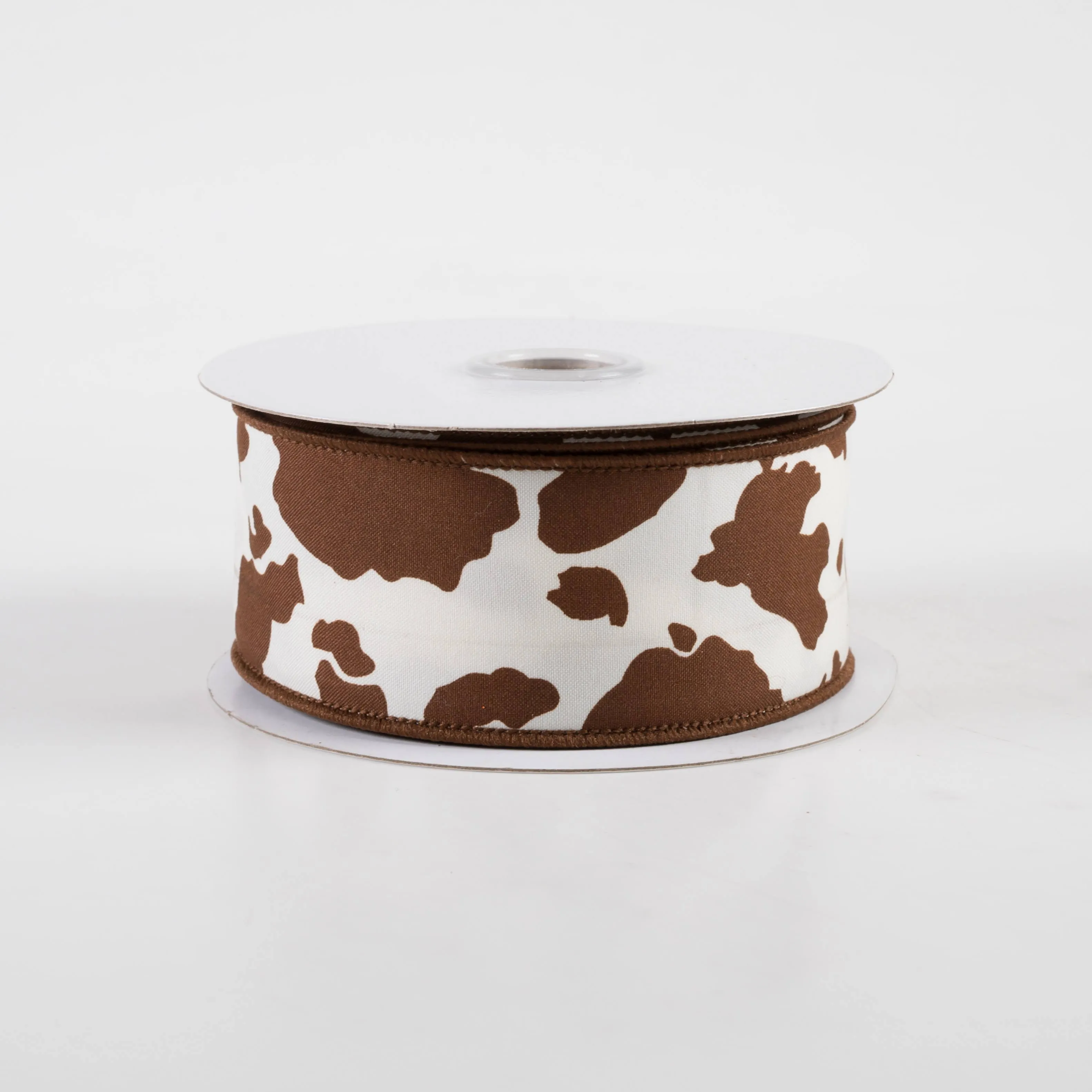 1.5" Cowhide Print Ribbon: Brown & Ivory (10 Yards)