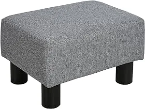 HOMCOM 16 Cube Modern Linen Fabric Pouf Footrest Ottoman - Grey