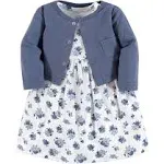 Luvable Friends Dress and Cardigan Set, Blue Floral