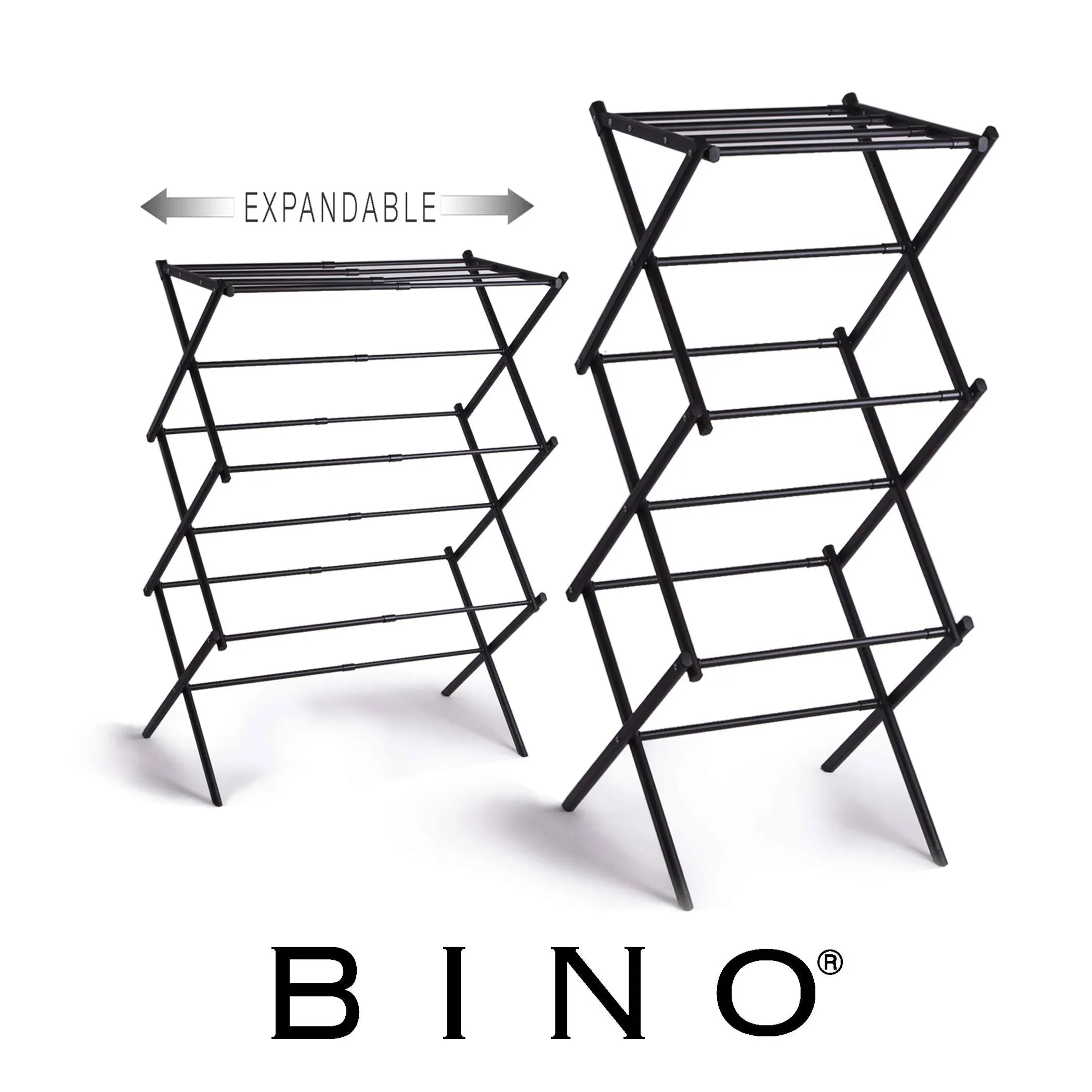 Bino 3-Tier Expandable Collapsing Foldable Laundry Drying Rack, Black