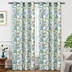 DriftAway Floral Blackout Teal Curtains 102 Inch Length for Living Room Bedroom 2 Panels Lined Grommet Window Drapes Thermal Rustic Farmhouse Classic America Style Curtains