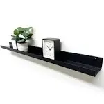 Mitus Floating Shelf Wall Mounted - Modern Industrial Metal Channel Ledge Black, 36 inch