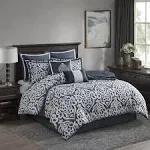 Madison Park - Odette 8 Piece Jacquard Comforter Set - Navy - King