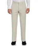 Linen-Blend Flat Front Pants - Khaki