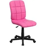 Flash Furniture GO-1691-1-PINK-GG Mid-Back Quilted Vinyl Task Chair, Pink