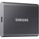 SAMSUNG T7 tragbare SSD, 4 TB externes Solid-State-Laufwerk, Geschwindigkeiten bis zu 1.050 MB/s, USB 3.2 Gen 2, zuverlässiger Speicher für Gaming, Studenten, Profis, MU-PC4T0T/AM, Grau