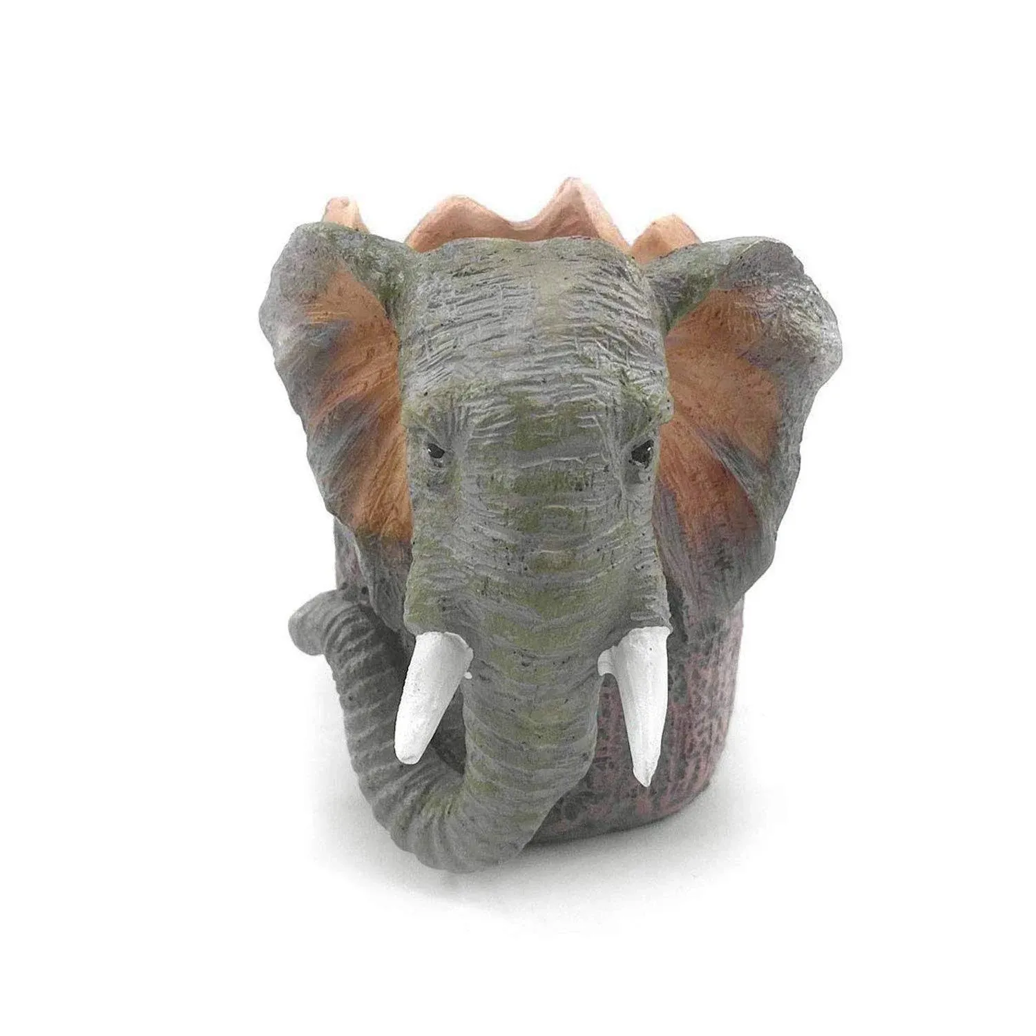 ornerx 4&#034; Pencil Holder Cute Elephant Desk Accessories 3&#034; x x 4&#034;, Grey 