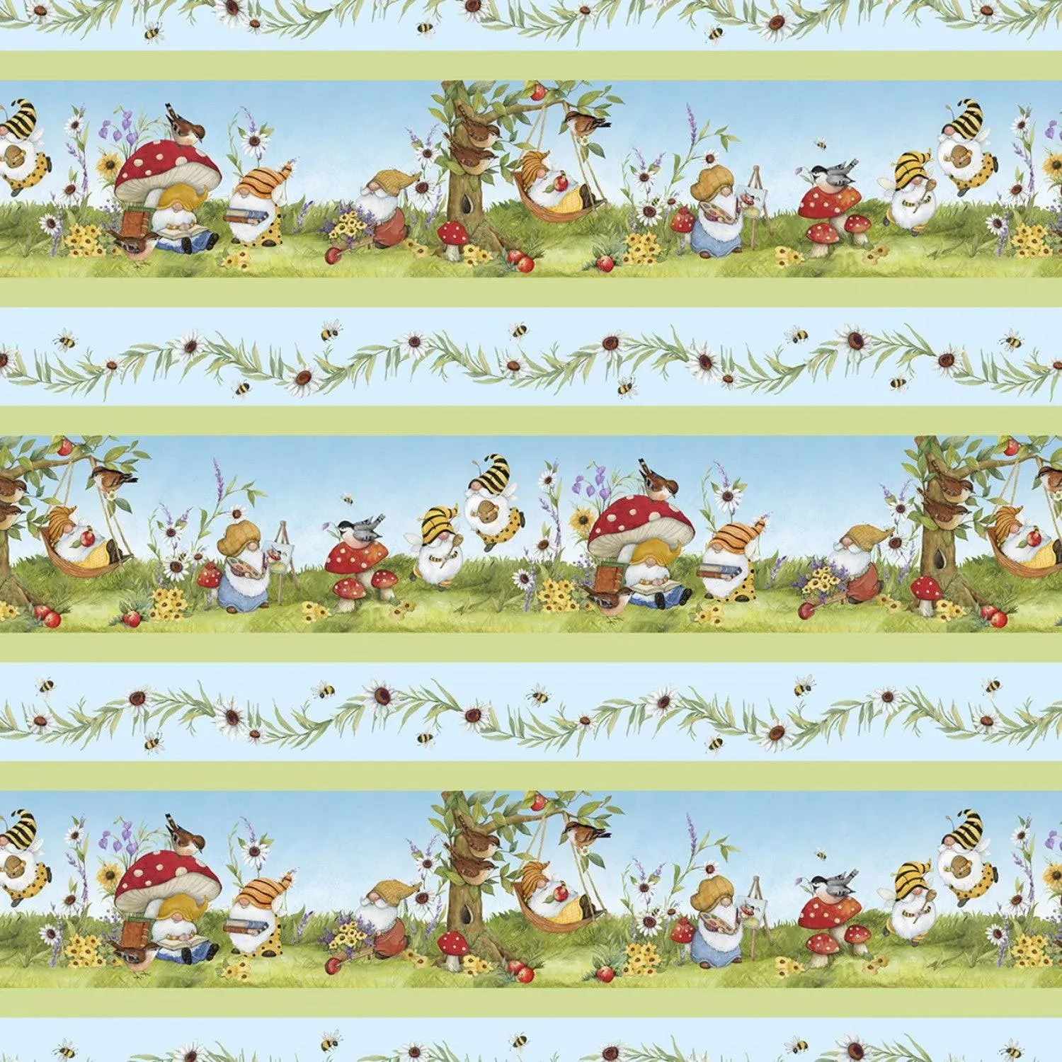 Wilmington Prints Buzzin' with My Gnome-iezz Multi Repeating Stripe Fabric