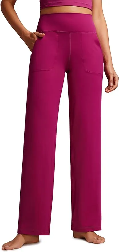 CRZ Yoga Women's Butterluxe High Rise Wide Leg Pants with Pockets 31'' Magenta ...