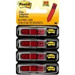 Post-it Message Flags, "Sign Here", 20/Dispenser, 4 Dispensers/Pack, 0.47 in Wide, Red (684-RDSH)