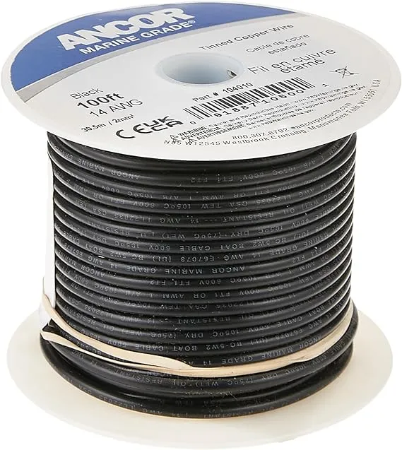 Ancor 104099 1000ft 14 AWG Tinned Copper Wire Black