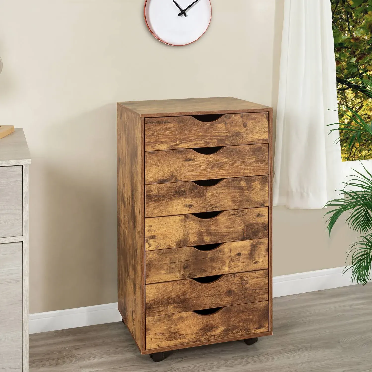 Drawer Dresser Storage Cabinet by Naomi Home, 5 Drawer, Espresso Color Rustic ...