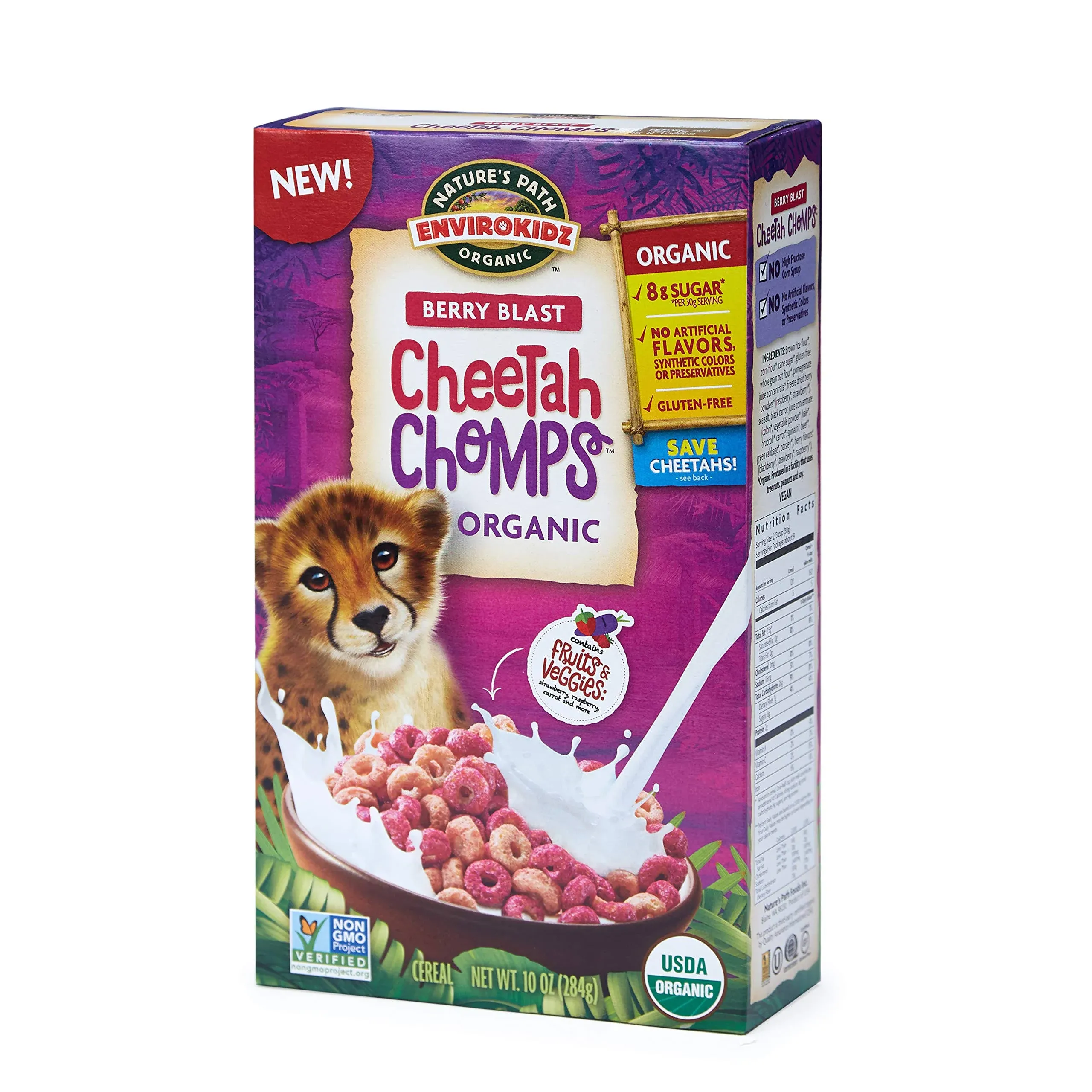 EnviroKidz, Organic Berry Blast Cheetah Chomps Cereal, 10 oz (284 g)