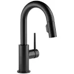 Delta Trinsic Pull-Down Bar/Prep Faucet Matte Black-Certifie<wbr/>d Refurbished