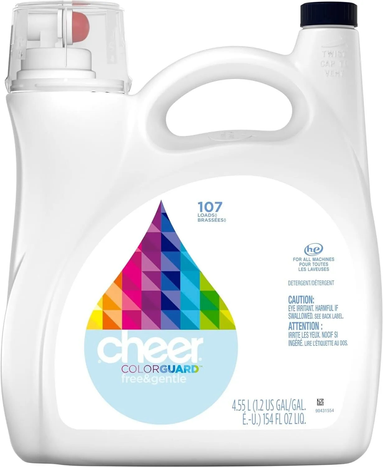 Cheer Liquid Laundry Detergent 107 Loads, 154 fl oz, HE Compatible