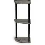 Furinno Turn-N-Tube 3-Tier Corner Display Rack Multipurpose Shelving Unit, French Oak Grey/Black