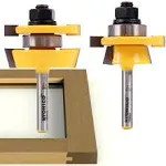 Yonico Router Bit Set 1/4 In Rail Stile Cabinet Carbide Tipped Power Tool 2 Pc