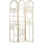 Litton Lane 6&#034; Hinged Foldable Arched Partition Room Divider Screen 3-Panel Gold