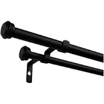 Exclusive Home Topper Double 36-in to 72-in Matte Black Iron Double Curtain Rod with Finials | ER1025-04 3672