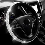 Genuine Leather DIY Car Steering Wheel Cover Anti-slip For 15&#034;/38 cm Black NEW