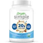 Orgain Simple Organic Vegan 20g Protein Powder- Plant Based, Non-GMO, Chocolate 1.25lb