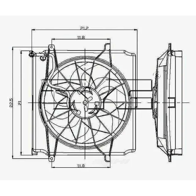 TYC Dual Radiator and Condenser Fan Assembly