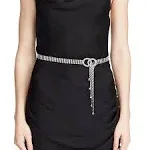 WERFORU Women Crystal Rhinestone Shiny Chain Waist Belt for Dress Party Club Spa