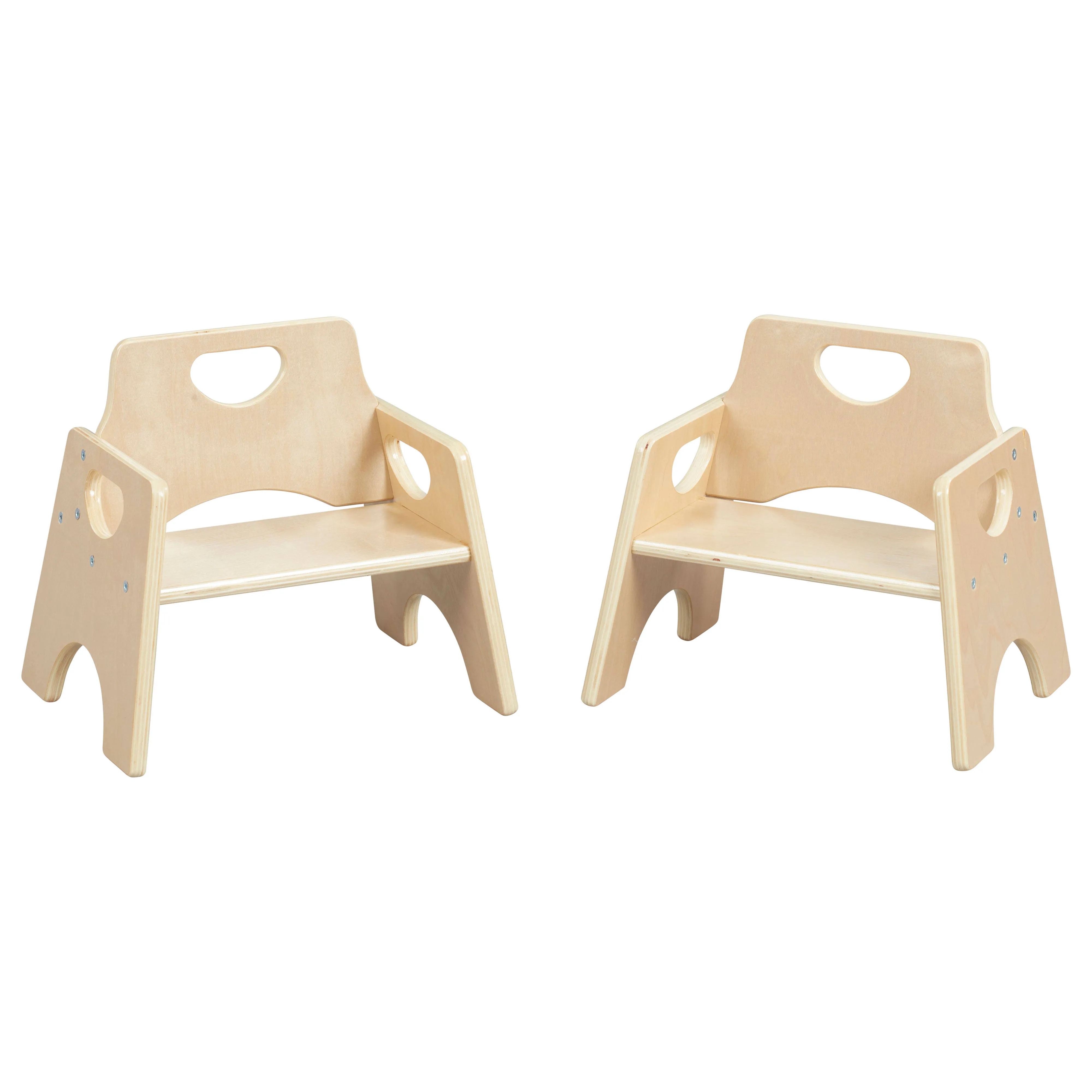 ECR4Kids Stackable Wooden Toddler Chair 6in 2-Pack Natural