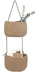 Over The Door Hanging Basket 2 Tier Cotton Rope Woven Wall Basket Magazine Ra...