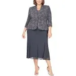 Alex Evenings Women's Tea Length Jacket Dress, Perfect for Weddings, Formal Events (Petite and Regular Sizes)