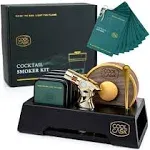 Cocktail Smoker Kit with Torch, Stand & 4 Wood Chip Flavors | Whiskey Smoker | Bourbon Gifts for Dad | Gifts for Men | Without Butane - GOLD