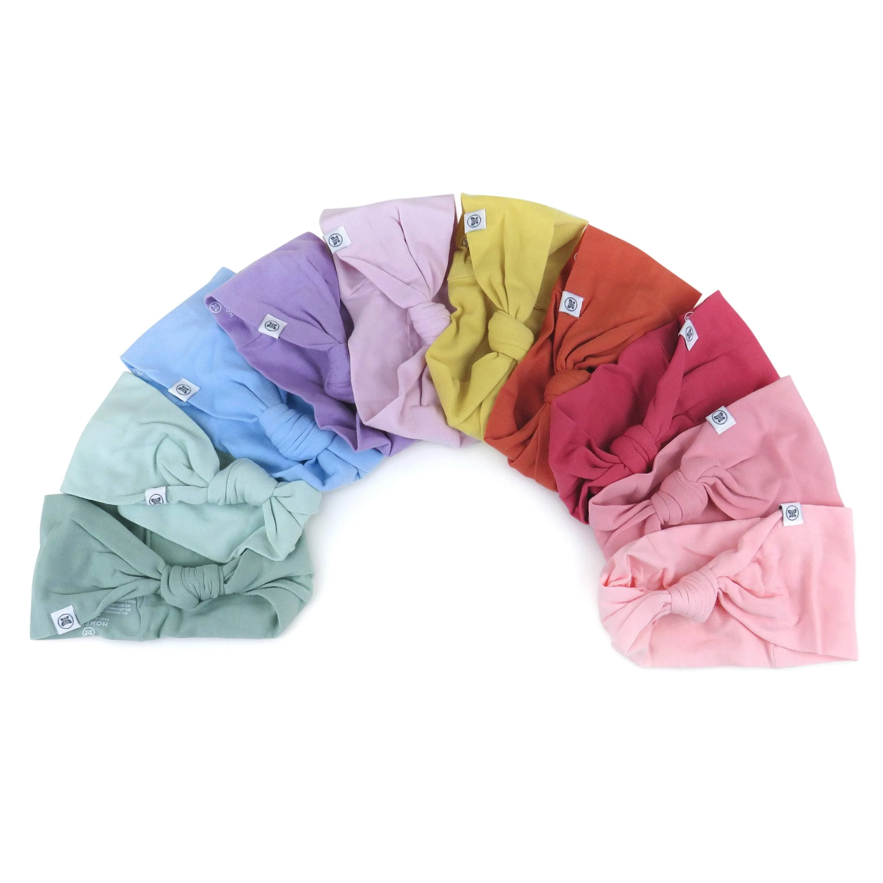 Girls&#039; Organic Cotton Knotted Headbands Multi-Pack, 10-Pack Rainbow Gems Pinks, 