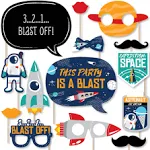 Blast Off to Outer Space - Baby Shower or Birthday Photo Booth Props Kit - 20 Ct