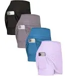 Real Essentials 4 Pack: Women's Active Skort Lightweight Comfy & Breathable Tennis Golf Skirt (Available in Plus Size)