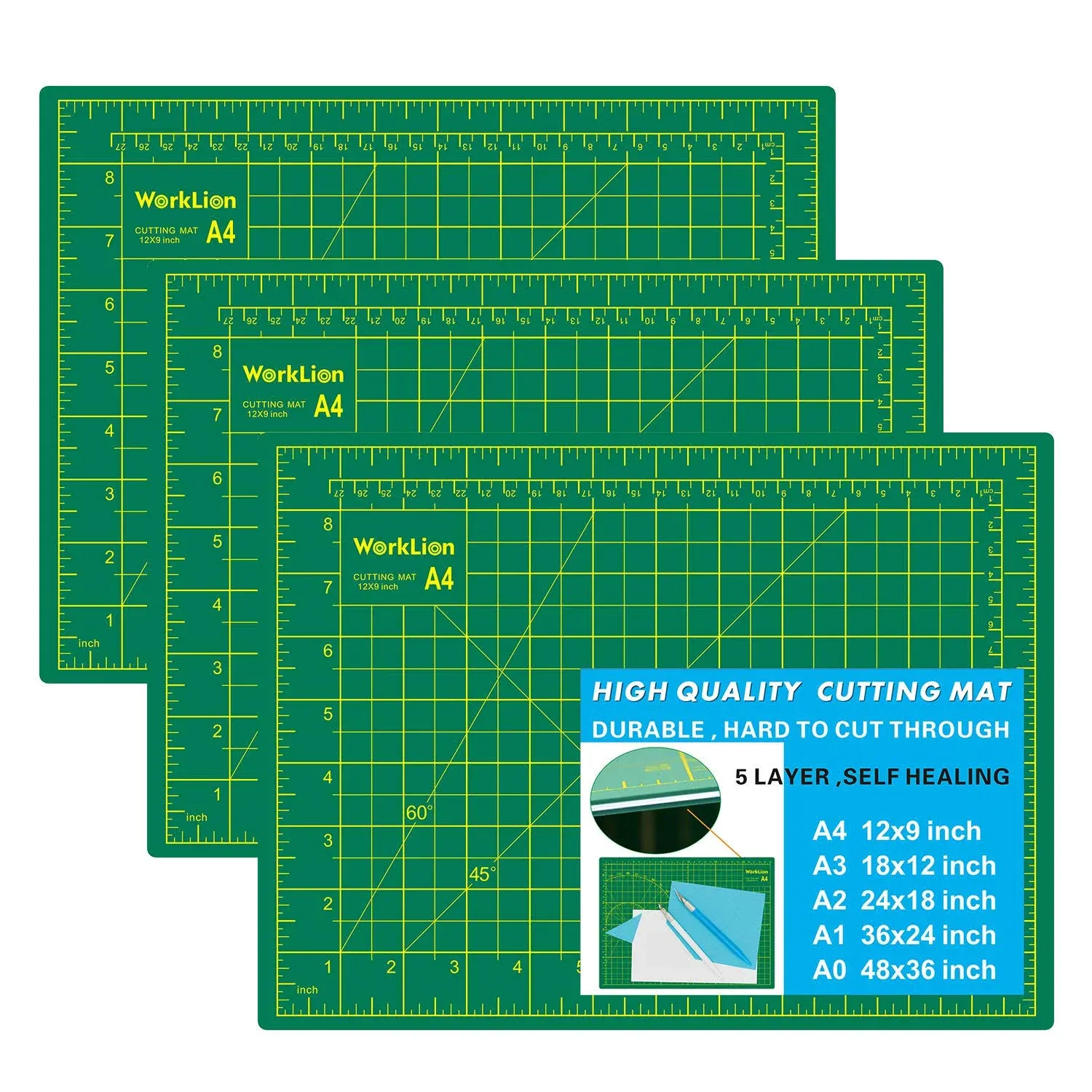 Full 9X 12Art Self Healing Pvc Cutting Mat Double Sided Gridded Rotary Cutting B