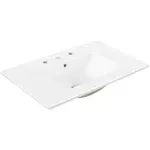 JONATHAN Y Ancillary 3-Hole 18.25 in. D Classic Contemporary Rectangular Ceramic Single Sink Basin Vanity Top