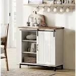 WAMPAT 35'' Sideboard Buffet Cabinets with Sliding Barn Door, Accent Cabinet Storage Table, Cabinets