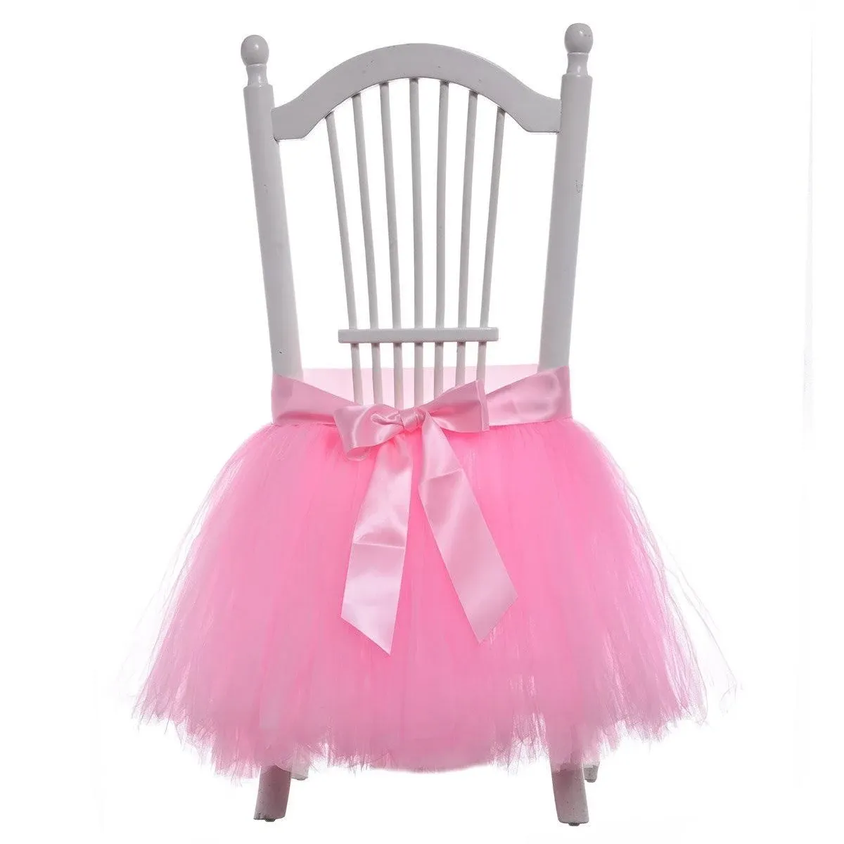 Handmade Tulle Tutu Chair Skirt With Sash Bow For Party Wedding Baby Shower Home