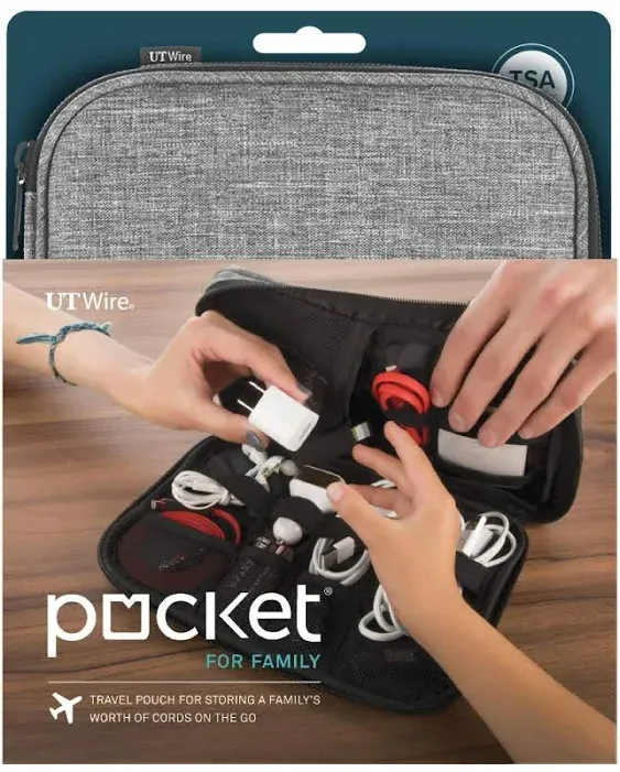 Pocket for Family Travel Organizer Case with Zipper for Mobile Charger, Cable, Power Bank, SD Memory Card Accessories Holder