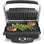 Hamilton Beach Steak Indoor Grill 100-Sq-in Durable + Non-Stick in Black w/ Lid