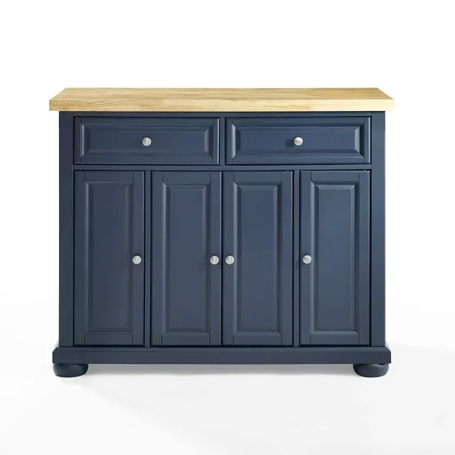 Crosley Furniture Madison Wood Top Kitchen Island in Navy/Natural