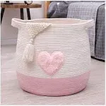 childishness ndup Large Cotton Rope Basket, Woven Storage Basket for Toy, Laundry and Blanket Organizer Basket, Round Hamper Basket with Handles for