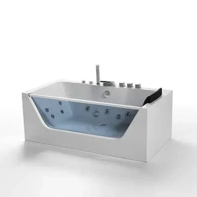 Empava 59 in. Whirlpool Rectangular Bathtub - EMPV-59JT408LED