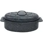 Granite Ware Covered Oval Roaster, Black, 13" x 8" x 5"